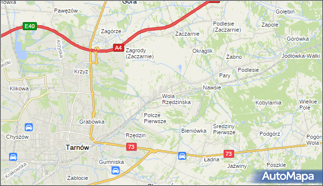 mapa Wola Rzędzińska, Wola Rzędzińska na mapie Targeo