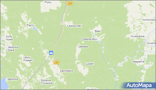 mapa Zawada gmina Miedzichowo, Zawada gmina Miedzichowo na mapie Targeo