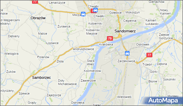 mapa Zawisełcze, Zawisełcze na mapie Targeo