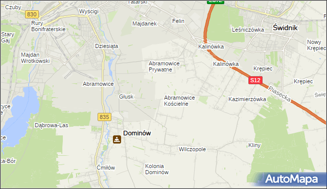 mapa Abramowice Kościelne, Abramowice Kościelne na mapie Targeo