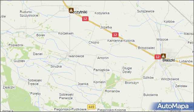 mapa Antonin gmina Szczytniki, Antonin gmina Szczytniki na mapie Targeo