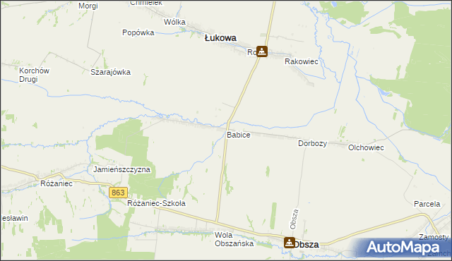 mapa Babice gmina Obsza, Babice gmina Obsza na mapie Targeo