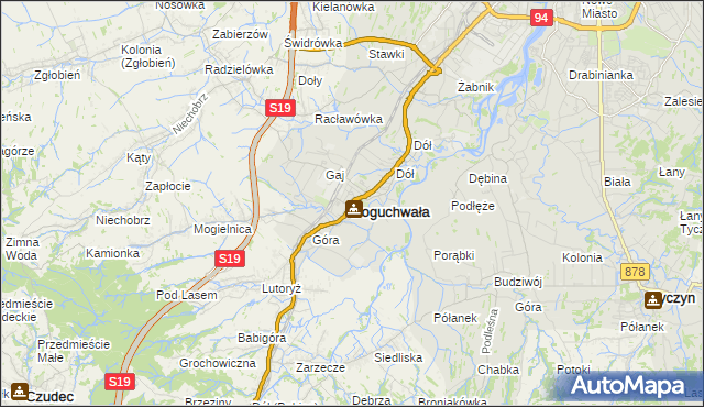 mapa Boguchwała powiat rzeszowski, Boguchwała powiat rzeszowski na mapie Targeo
