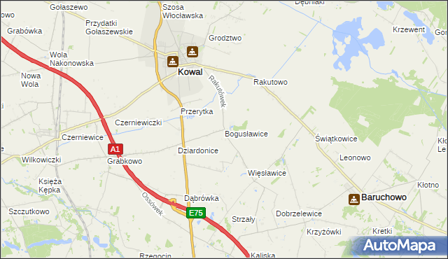 mapa Bogusławice gmina Kowal, Bogusławice gmina Kowal na mapie Targeo
