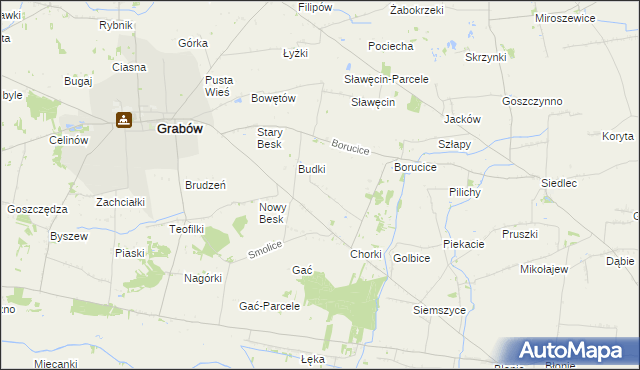 mapa Borów gmina Grabów, Borów gmina Grabów na mapie Targeo