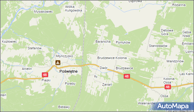 mapa Brudzewice-Kolonia, Brudzewice-Kolonia na mapie Targeo