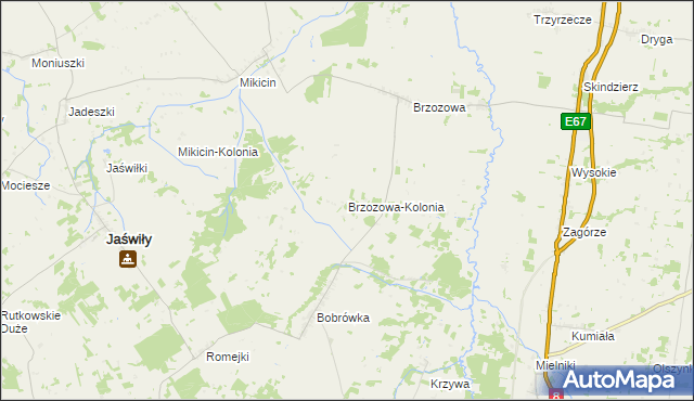 mapa Brzozowa-Kolonia, Brzozowa-Kolonia na mapie Targeo