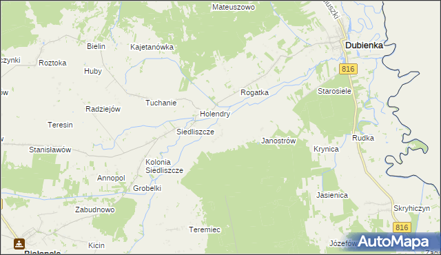 mapa Brzozowiec gmina Dubienka, Brzozowiec gmina Dubienka na mapie Targeo