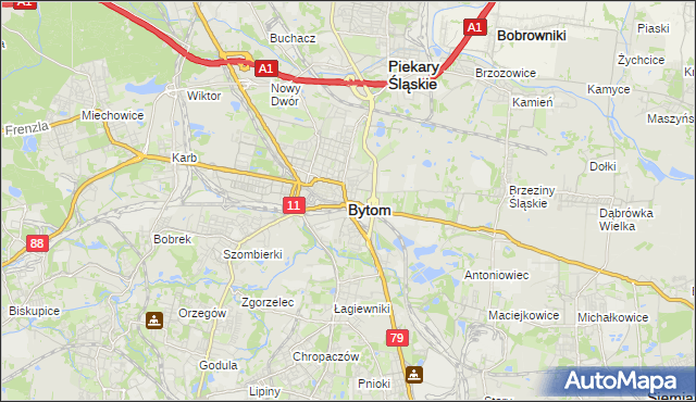 mapa Bytomia, Bytom na mapie Targeo
