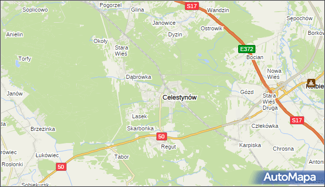 mapa Celestynów powiat otwocki, Celestynów powiat otwocki na mapie Targeo