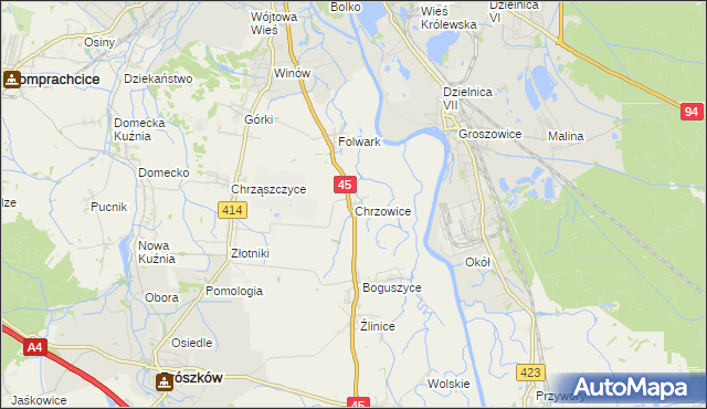 mapa Chrzowice, Chrzowice na mapie Targeo