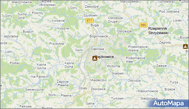 mapa Ciężkowice powiat tarnowski, Ciężkowice powiat tarnowski na mapie Targeo