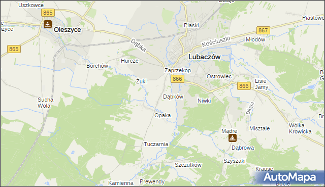 mapa Dąbków, Dąbków na mapie Targeo