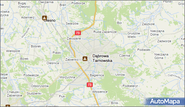 mapa Dąbrowa Tarnowska, Dąbrowa Tarnowska na mapie Targeo