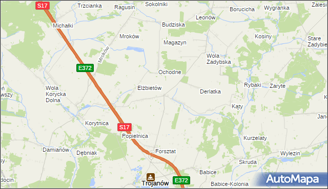 mapa Dudki gmina Trojanów, Dudki gmina Trojanów na mapie Targeo