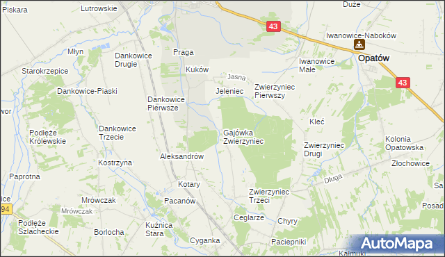 mapa Gajówka Zwierzyniec, Gajówka Zwierzyniec na mapie Targeo