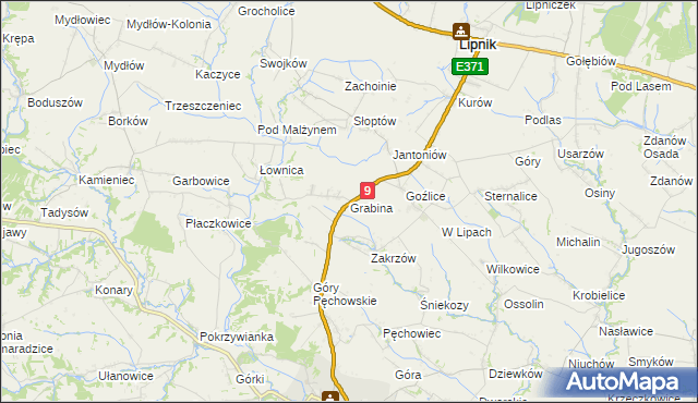 mapa Grabina gmina Klimontów, Grabina gmina Klimontów na mapie Targeo