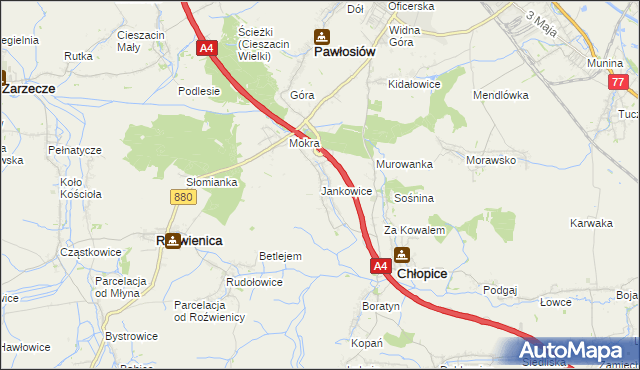 mapa Jankowice gmina Chłopice, Jankowice gmina Chłopice na mapie Targeo