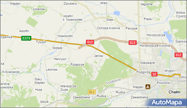 mapa Janów gmina Chełm, Janów gmina Chełm na mapie Targeo