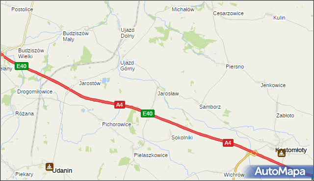 mapa Jarosław gmina Udanin, Jarosław gmina Udanin na mapie Targeo