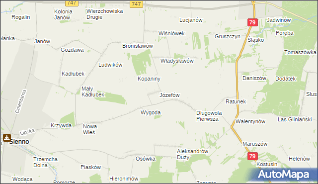 mapa Józefów gmina Lipsko, Józefów gmina Lipsko na mapie Targeo