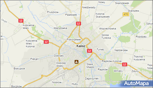 mapa Kalisza, Kalisz na mapie Targeo