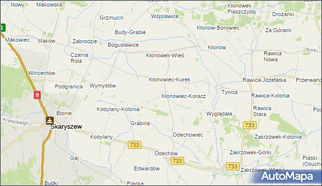 mapa Kłonowiec-Koracz, Kłonowiec-Koracz na mapie Targeo