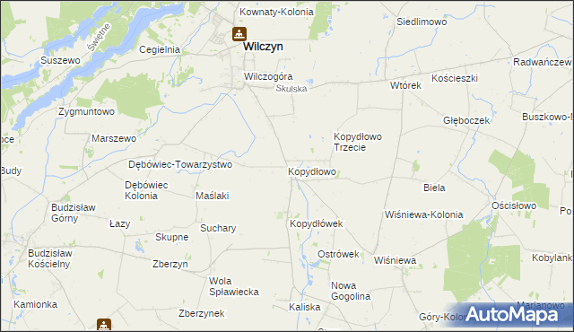 mapa Kopydłowo gmina Wilczyn, Kopydłowo gmina Wilczyn na mapie Targeo