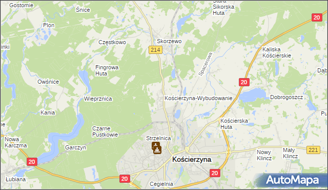 mapa Kościerzyna-Wybudowanie, Kościerzyna-Wybudowanie na mapie Targeo