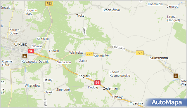 mapa Kosmolów, Kosmolów na mapie Targeo