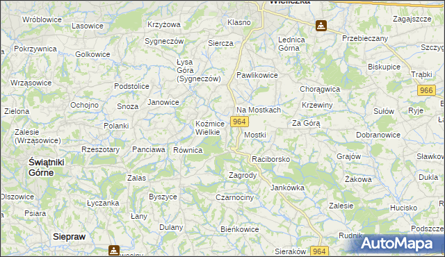 mapa Koźmice Małe, Koźmice Małe na mapie Targeo