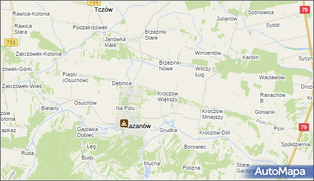 mapa Kroczów Większy, Kroczów Większy na mapie Targeo