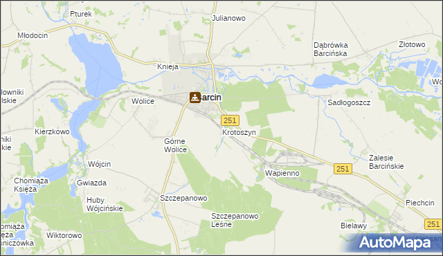 mapa Krotoszyn gmina Barcin, Krotoszyn gmina Barcin na mapie Targeo