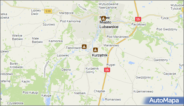 mapa Kurzętnik, Kurzętnik na mapie Targeo