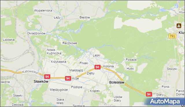 mapa Laski gmina Bolesław, Laski gmina Bolesław na mapie Targeo