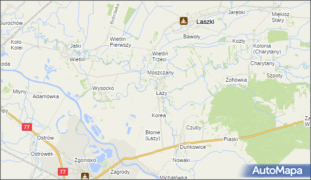 mapa Łazy gmina Radymno, Łazy gmina Radymno na mapie Targeo