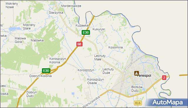 mapa Lechuty Małe, Lechuty Małe na mapie Targeo
