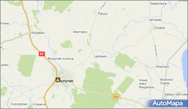 mapa Łędławki, Łędławki na mapie Targeo