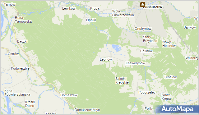 mapa Leonów gmina Maciejowice, Leonów gmina Maciejowice na mapie Targeo