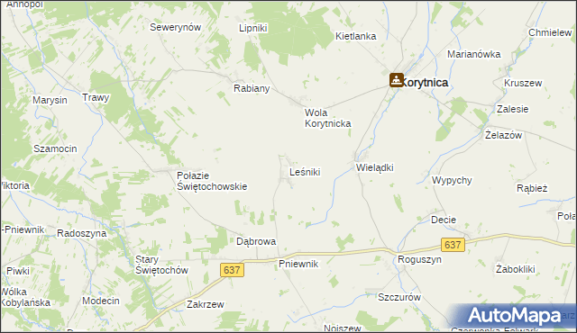 mapa Leśniki gmina Korytnica, Leśniki gmina Korytnica na mapie Targeo