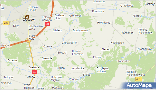 mapa Łeszczyn, Łeszczyn na mapie Targeo