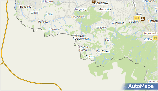 mapa Leszna Górna, Leszna Górna na mapie Targeo