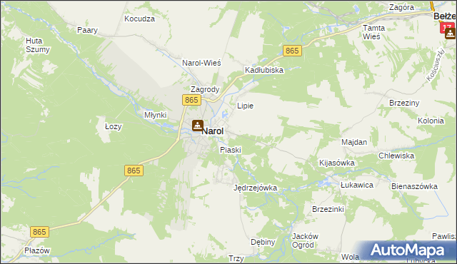 mapa Lipsko gmina Narol, Lipsko gmina Narol na mapie Targeo