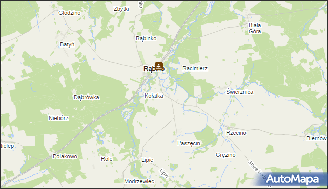 mapa Liskowo gmina Rąbino, Liskowo gmina Rąbino na mapie Targeo