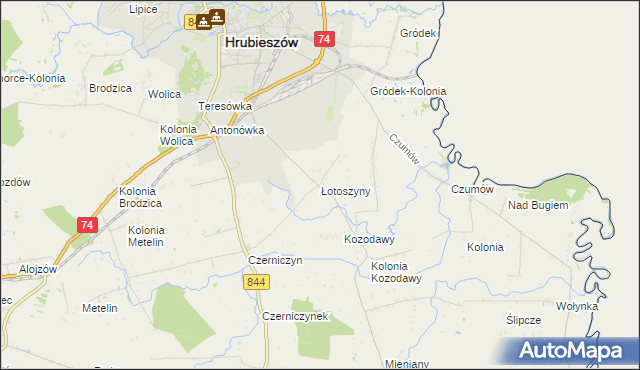 mapa Łotoszyny, Łotoszyny na mapie Targeo