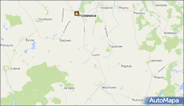mapa Lucin gmina Przelewice, Lucin gmina Przelewice na mapie Targeo