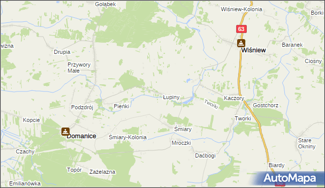 mapa Łupiny gmina Wiśniew, Łupiny gmina Wiśniew na mapie Targeo