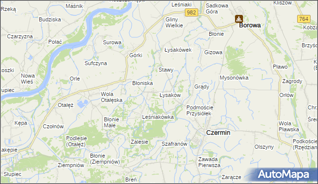 mapa Łysaków gmina Czermin, Łysaków gmina Czermin na mapie Targeo