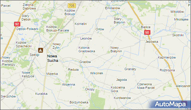 mapa Marysinek gmina Nowa Sucha, Marysinek gmina Nowa Sucha na mapie Targeo