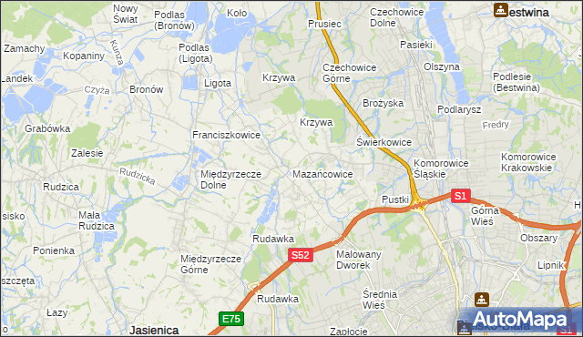 mapa Mazańcowice, Mazańcowice na mapie Targeo